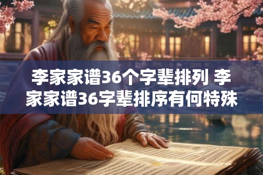李家家谱36个字辈排列 李家家谱36字辈排序有何特殊之处 李家家谱36个字辈排列 李家家谱36字辈排序有何特殊之处