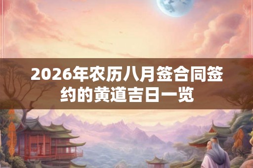2026年农历八月签合同签约的黄道吉日一览