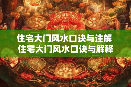 住宅大门风水口诀与注解 住宅大门风水口诀与解释