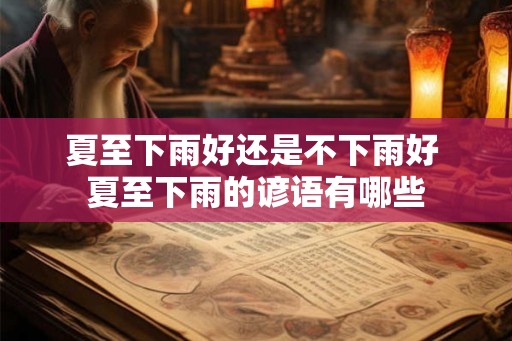 夏至下雨好还是不下雨好 夏至下雨的谚语有哪些