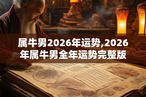 属牛男2026年运势,2026年属牛男全年运势完整版