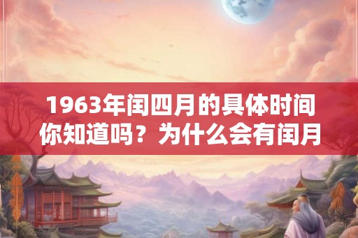 1963年闰四月的具体时间你知道吗？为什么会有闰月？