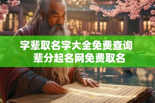 字辈取名字大全免费查询  辈分起名网免费取名