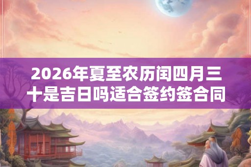 2026年夏至农历闰四月三十是吉日吗适合签约签合同吗？