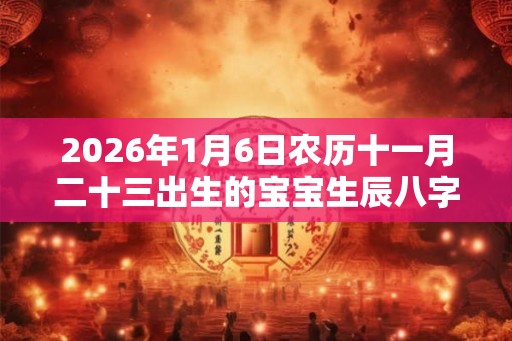 2026年1月6日农历十一月二十三出生的宝宝生辰八字是什么