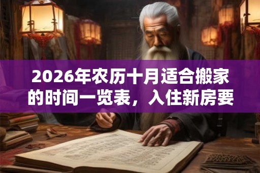 2026年农历十月适合搬家的时间一览表,入住新房要注意什么? 2026年农历十月适合搬家的时间一览表,入住新房要注意什么?