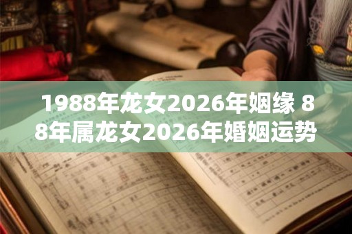1988年龙女2026年姻缘 88年属龙女2026年婚姻运势如何