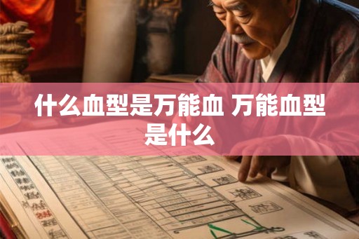 什么血型是万能血 万能血型是什么