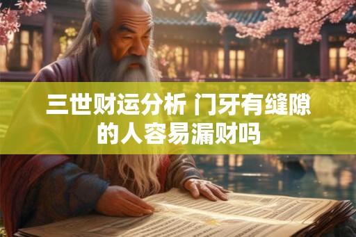 三世财运分析 门牙有缝隙的人容易漏财吗