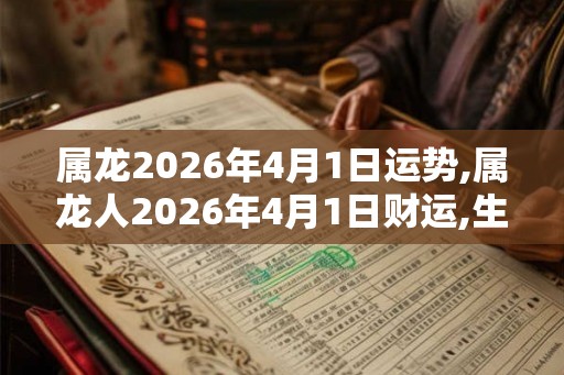 属龙2026年4月1日运势,属龙人2026年4月1日财运,生肖龙2026年4月1日运势
