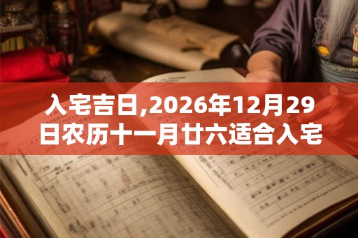入宅吉日,2026年12月29日农历十一月廿六适合入宅吗