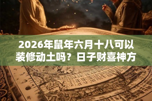 2026年鼠年六月十八可以装修动土吗？日子财喜神方位？