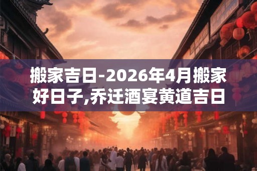 搬家吉日-2026年4月搬家好日子,乔迁酒宴黄道吉日