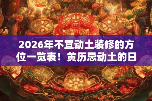 2026年不宜动土装修的方位一览表！黄历忌动土的日子