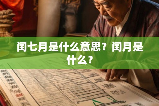 闰七月是什么意思？闰月是什么？