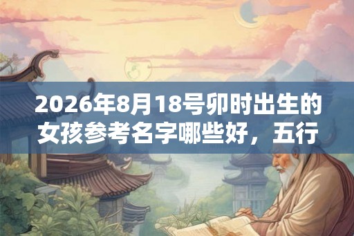 2026年8月18号卯时出生的女孩参考名字哪些好，五行属什么