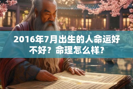 2016年7月出生的人命运好不好？命理怎么样？