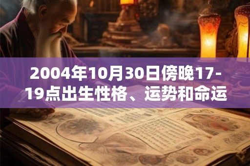 2004年10月30日傍晚17-19点出生性格、运势和命运