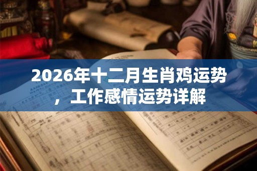 2026年十二月生肖鸡运势，工作感情运势详解