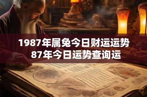 1987年属兔今日财运运势  87年今日运势查询运