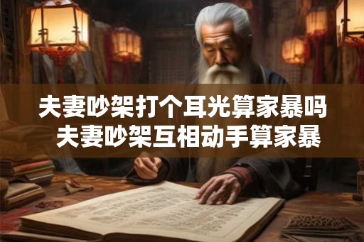 夫妻吵架打个耳光算家暴吗  夫妻吵架互相动手算家暴吗