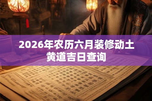2026年农历六月装修动土黄道吉日查询 2026年农历六月装修动土黄道吉日查询