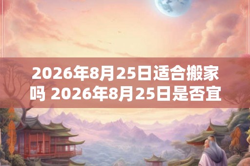 2026年8月25日适合搬家吗 2026年8月25日是否宜搬家