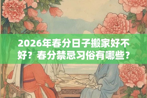 2026年春分日子搬家好不好？春分禁忌习俗有哪些？