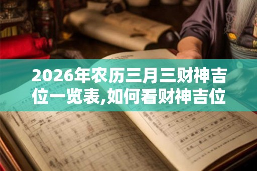 2026年农历三月三财神吉位一览表,如何看财神吉位？
