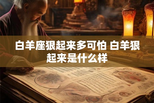白羊座狠起来多可怕 白羊狠起来是什么样