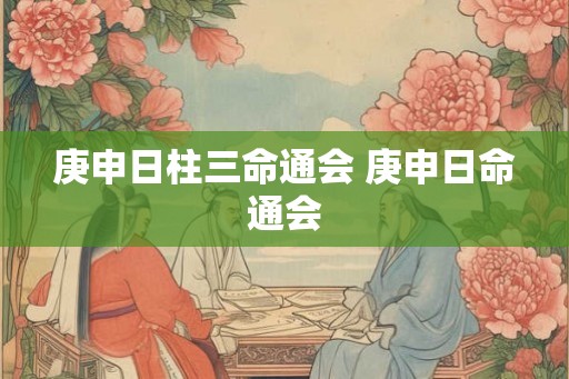 庚申日柱三命通会 庚申日命通会