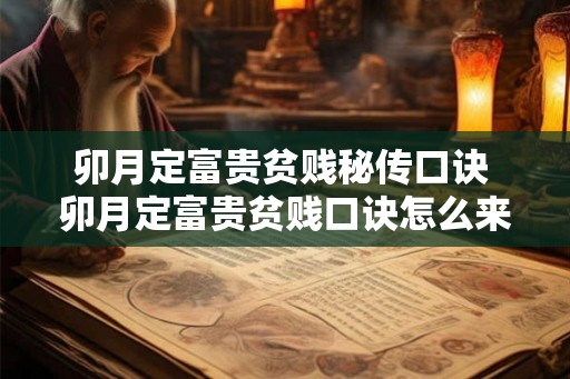 卯月定富贵贫贱秘传口诀 卯月定富贵贫贱口诀怎么来的 卯月定富贵贫贱秘传口诀 卯月定富贵贫贱口诀怎么来的