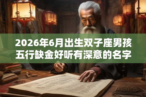 2026年6月出生双子座男孩五行缺金好听有深意的名字！