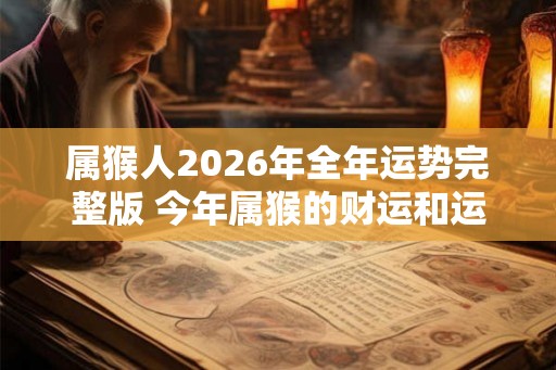属猴人2026年全年运势完整版 今年属猴的财运和运气如何2026