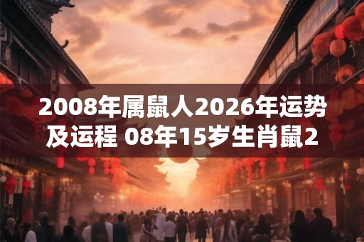 2008年属鼠人2026年运势及运程 08年15岁生肖鼠2026年每月运势