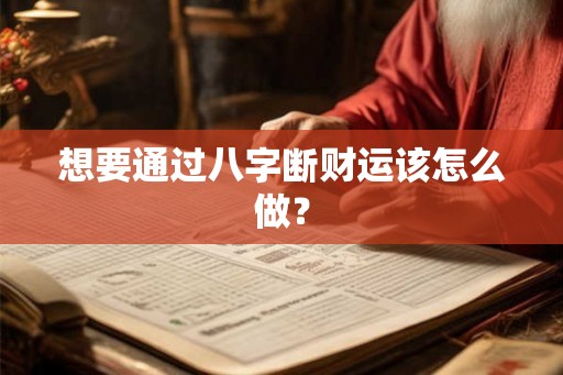 想要通过八字断财运该怎么做？