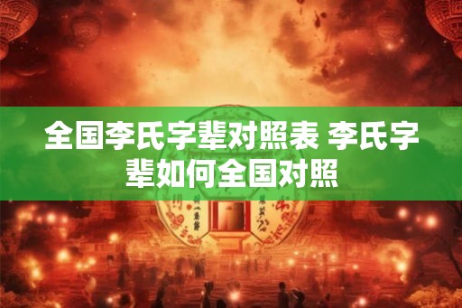 全国李氏字辈对照表 李氏字辈如何全国对照