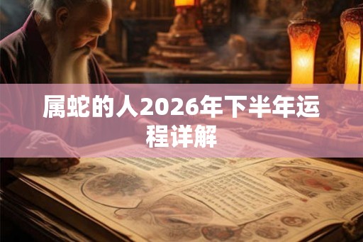 属蛇的人2026年下半年运程详解