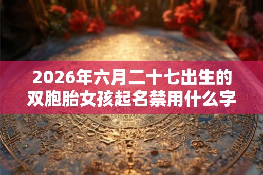 2026年六月二十七出生的双胞胎女孩起名禁用什么字，五行属什么