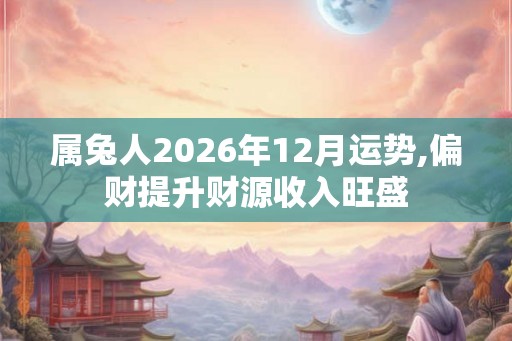 属兔人2026年12月运势,偏财提升财源收入旺盛