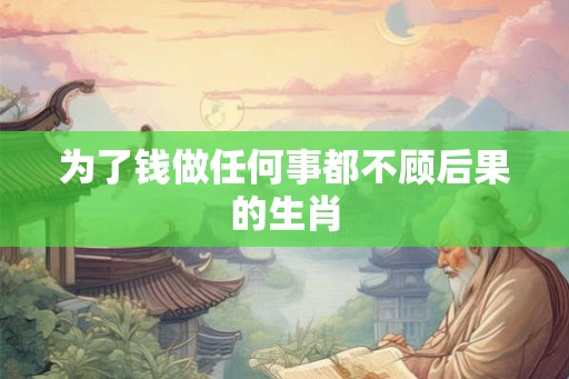 为了钱做任何事都不顾后果的生肖