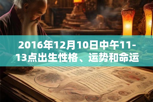 2016年12月10日中午11-13点出生性格、运势和命运