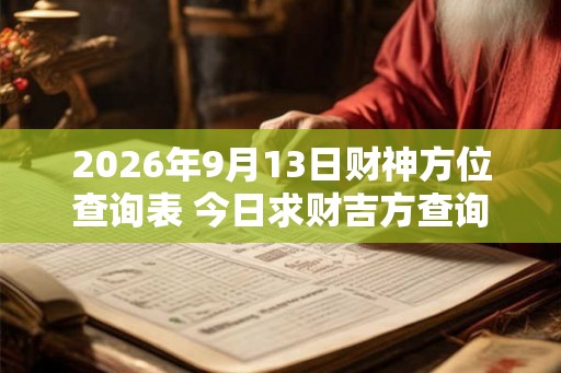 2026年9月13日财神方位查询表 今日求财吉方查询 2026年9月13日财神方位查询表 今日求财吉方查询