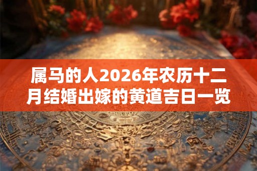 属马的人2026年农历十二月结婚出嫁的黄道吉日一览！