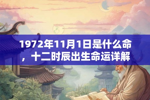 1972年11月1日是什么命，十二时辰出生命运详解