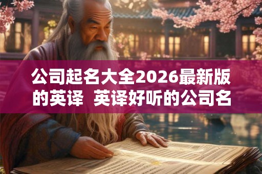 公司起名大全2026最新版的英译  英译好听的公司名