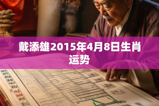 戴添雄2015年4月8日生肖运势 戴添雄2015年4月8日生肖运势