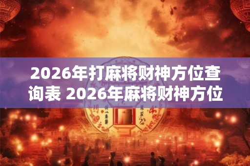 2026年打麻将财神方位查询表 2026年麻将财神方位如何查询