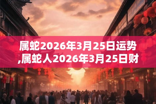 属蛇2026年3月25日运势,属蛇人2026年3月25日财运,生肖蛇2026年3月25日运势
