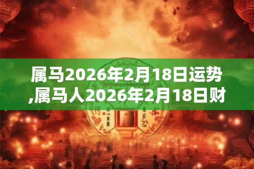 属马2026年2月18日运势,属马人2026年2月18日财运,生肖马2026年2月18日运势